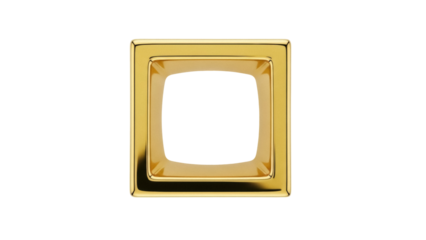 Isolated Golden Square Frame, jewelry bezel casting for resin crafts, shiny gold metal box