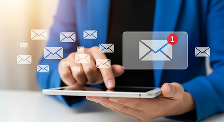 Checking New Email on Tablet Device Business Communication Notification Concept Digital