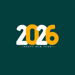 Happy new year 2026 colorful text on green background