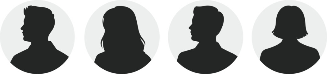 User avatar silhouette profiles set male female icons isolated on white background vector circle design