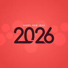 Happy new year 2026 red color bokeh background