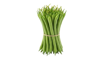 Isolated bunch of fresh green beans tied together, string bean healthy eating ingredient