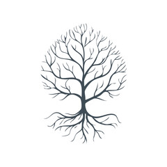 Obraz premium Stylized bare tree illustration against white minimalist nature symbol design drawing simple botanical sketch plant