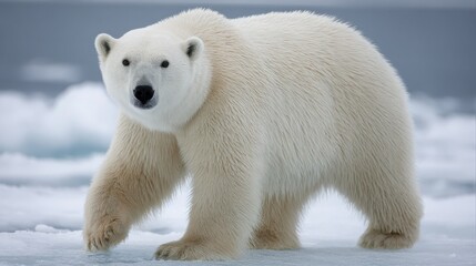 Majestic Polar Bear Walking on Arctic Ice