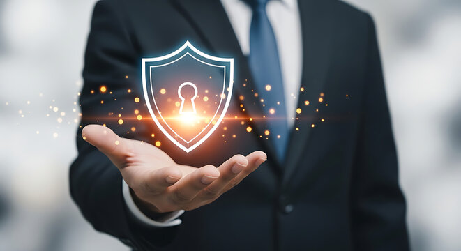 Cybersecurity Shield Protection Key Technology Digital Security Business Safety Future - Powered by Adobe