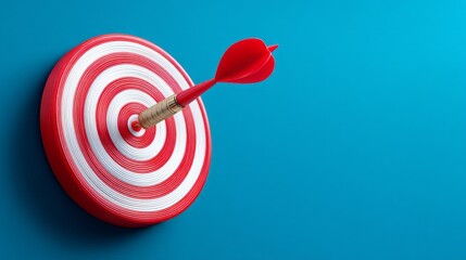 In a lively setting, a dart is perfectly embedded in the center of a vibrant dartboard. The bright colors create an exciting atmosphere for friendly competition and skillful throws