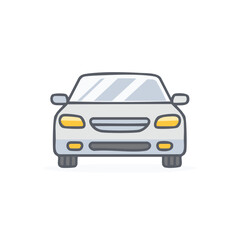 Car front view in line design, vehicle outline icon, automobile symbol, transport concept