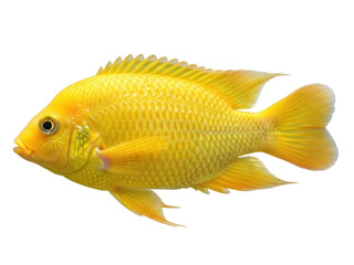 Isolated yellow cichlid fish swimming against a clean background in aquarium freshwater tank © Antonio