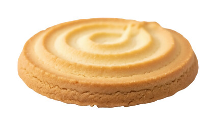 Isolated vanilla ring cookie dessert, shortbread pastry with swirl design, baked confection