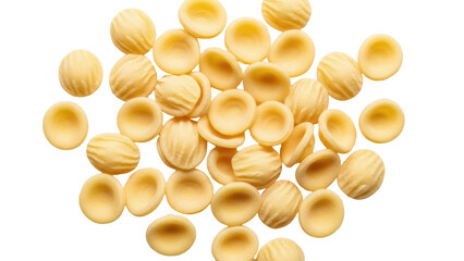 Isolated orecchiette pasta arranged on a surface for use in an Italian meal recipe photo