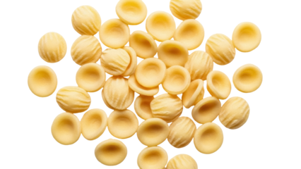 Isolated orecchiette pasta arranged on a surface for use in an Italian meal recipe photo