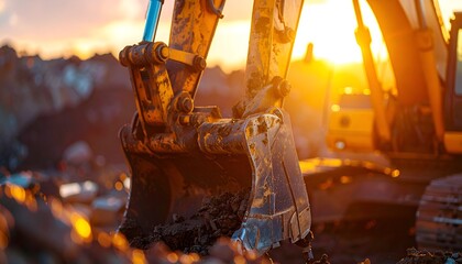 Heavy Excavator Working at Construction Site