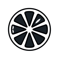 Obraz premium Simplified Illustration of Citrus Slice with Bold Outline on White Background