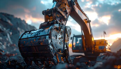 Heavy Excavator Working at Construction Site