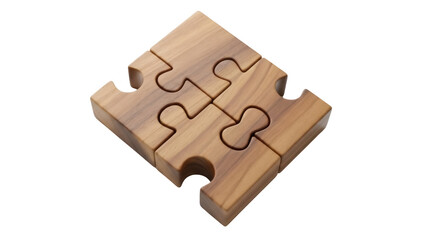 Fototapeta premium Isolated interlocking wooden puzzle for games, teamwork, problem-solving, and connectivity