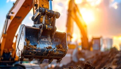 Heavy Excavator Working at Construction Site
