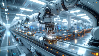 Industrial Robotic Arm in Smart Manufacturing Factory