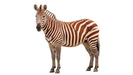 Isolated Zebra in Studio, Mammal with Brown Stripes, Standing, Animal, African Wildlife
