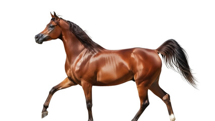 Obraz premium Isolated chestnut horse running or walking freely with natural movement, no people or props