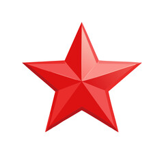 Shiny Bright Red Five Pointed Star Symbol Icon Graphic Object for Emblems, Logos or Designs