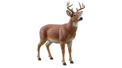 Isolated Brown Standing Deer Statue, Deer Target for Archery, Hunting Practice Animal 3D Design