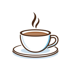 Obraz premium Steaming Hot Coffee Cup on Saucer, Fresh Brewed Beverage, Morning Drink