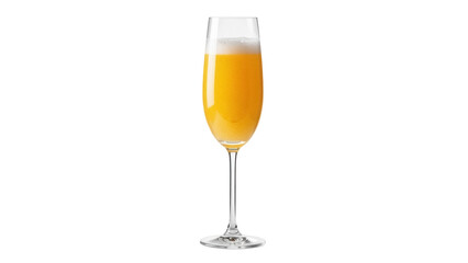Isolated mimosa cocktail in champagne flute glass, brunch beverage with fresh juice and sparkling wine