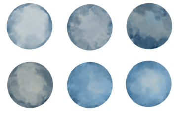 水彩の淡い青の丸アイコンのセット