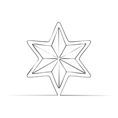 Obraz premium Six Point Star Outlined Drawing with Continuous Line and Starburst Fill Inside of the Shape