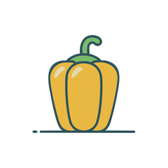 Obraz premium Single Yellow Bell Pepper Illustration: Fresh Food Icon, Vegetable Graphic on a Line, Flat Design Style Art