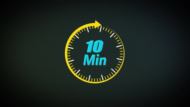 10 Minutes Circular Countdown Timer Animation for Corporate Systems, Business Presentations, Digital UI Screens and Professional Time Tracking