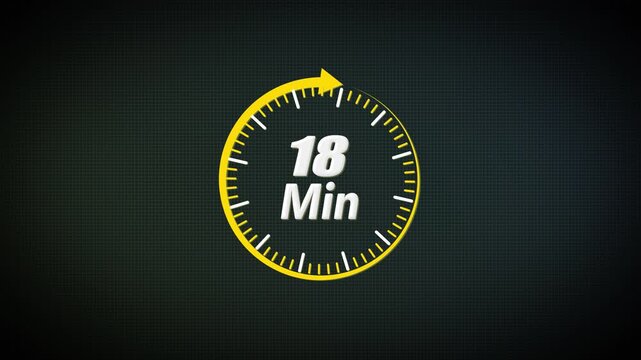 18 Minutes Circular Countdown Timer for Productivity Focus, Deep Work Sessions, Time Blocking and Professional Digital Workflow Animation
