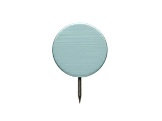 Isolated aqua pushpin tack for bulletin boards and charts, used to fasten items to surfaces