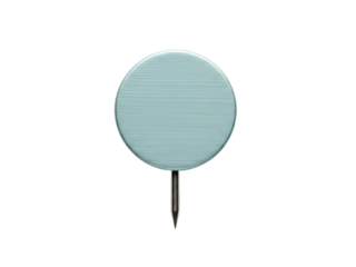 Isolated aqua pushpin tack for bulletin boards and charts, used to fasten items to surfaces