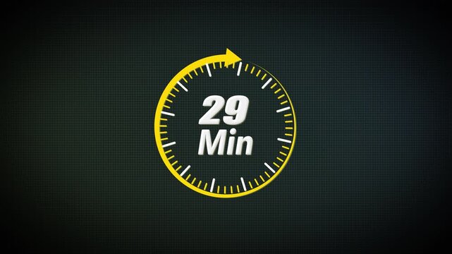 29 Minutes Countdown Timer for Business Workflow Cycles, Operational Reviews and Structured Time Control Animation