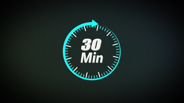 30 Minutes Circular Countdown Timer for Corporate Meetings, Training Sessions, Planning Blocks and Professional Time Control Animation