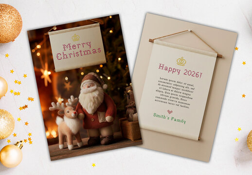 Wool Santa Style Christmas Card