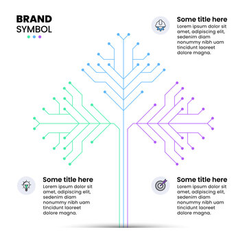 Infographic template. Technology tree with 3 steps