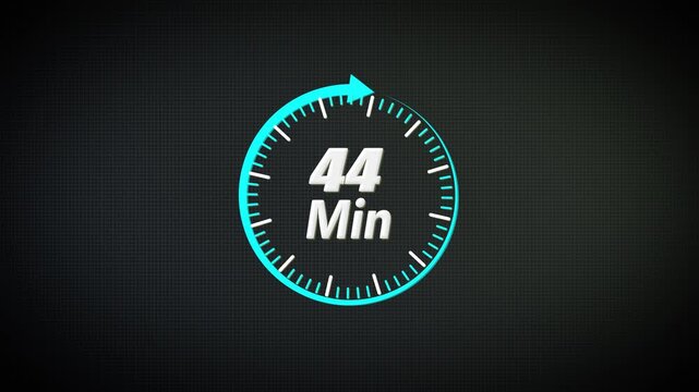 44 Minutes Countdown Timer for Operational Planning Cycles, Resource Management and Professional Control Dashboard Animation