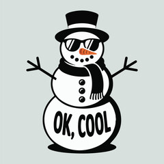 Cool Snowman with Sunglasses and Top Hat