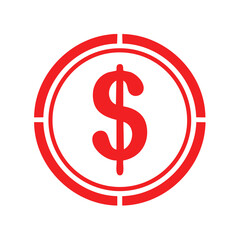 Obraz premium Abstract Red Dollar Sign Icon in Circle Target for Financial Goals