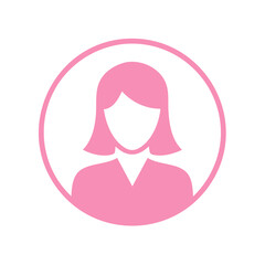 Obraz premium Woman's generic pink portrait profile inside a pink circle avatar for user interface applications or social networks usage