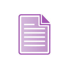 Abstract document with paper fold purple tones gradient file page icon symbol concept element for presentations and designs