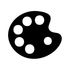 Fototapeta premium Isolated Black and White Paint Palette with Various Color Wells Simple Art Icon for Digital Projects