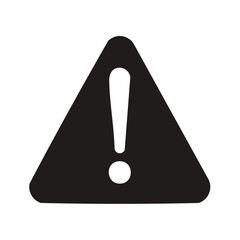 Black Warning Sign with Exclamation Point Symbol Design on a White Background