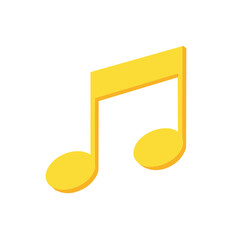Isometric Quarter Note: 3D Yellow Icon of Music, Rhythm and Harmony