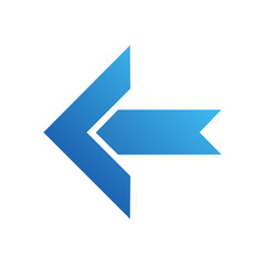 Arrow icon pointing left showing direction backward previous navigation with blue color gradient for graphic user interface