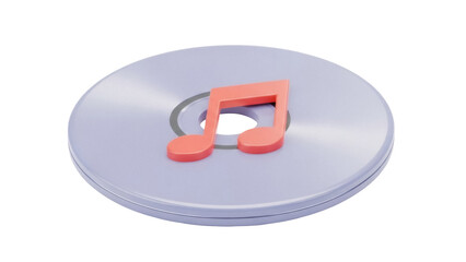 Isolated illustration of a music disk with note, music album, songs, playlist, play list