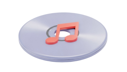 Isolated illustration of a music disk with note, music album, songs, playlist, play list