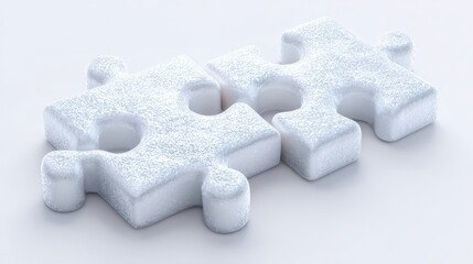 Interlocking white puzzle pieces on a pure white background in a minimal 3D render